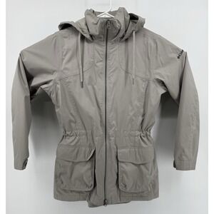 Columbia Omni-Tech Jacket Men's Beige Waterproof Breathable Hooded Size Medium